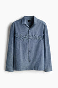 Dark Blue Embroidered Shirt Men Full Sleeve